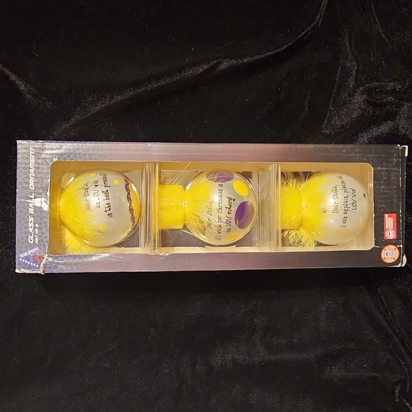 Set of 3 LSU Glass Ball Ornaments - Picture 1 of 5